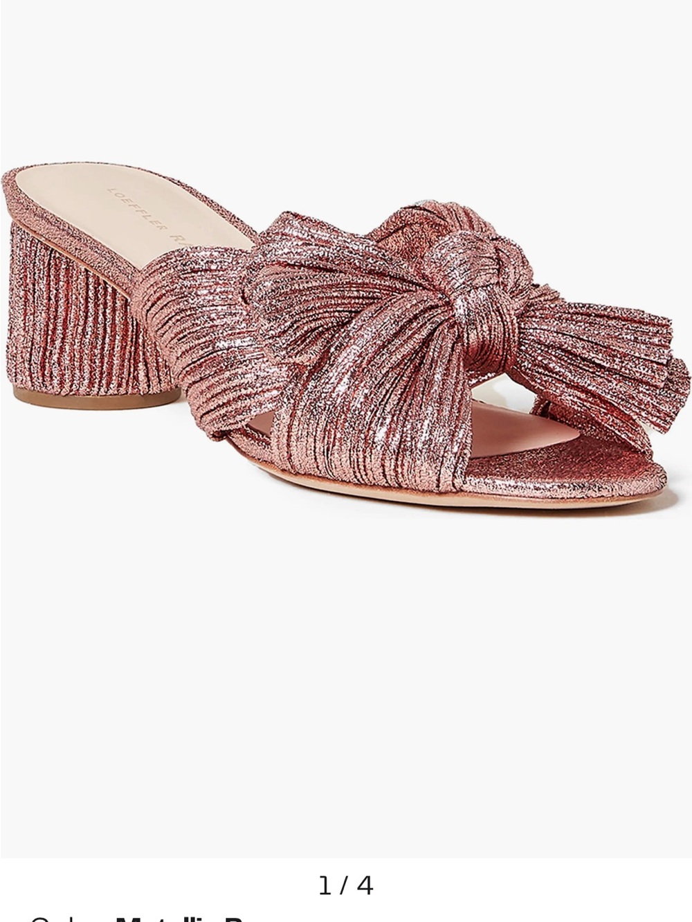 NWOB Loeffler Randall METALLIC ROSE EMILIA ROSE KNOTTED SANDAL Size 8